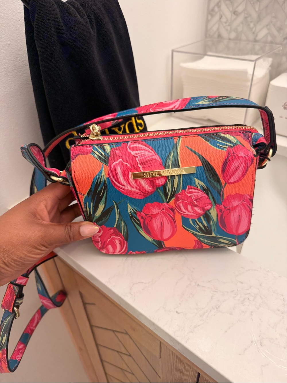 Steve Madden Teal and Pink Floral Crossbody Bag